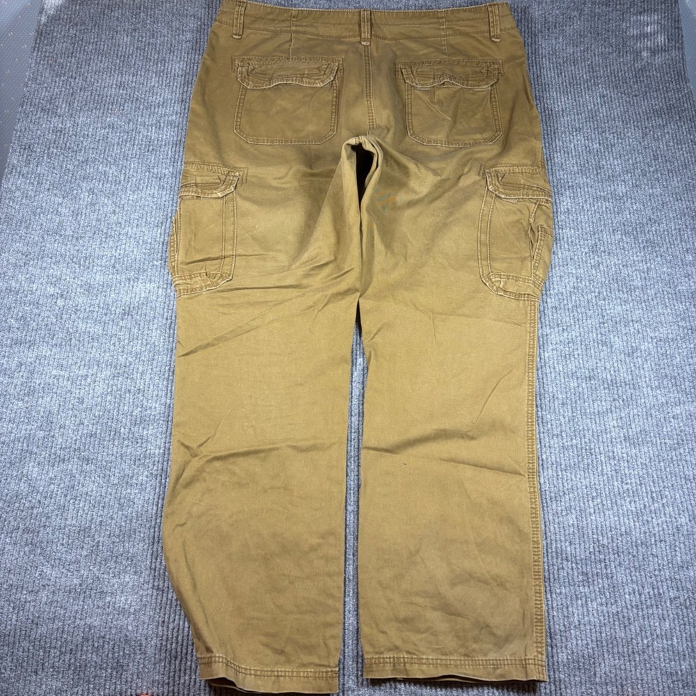 Unionbay Pants Men's 44x34 Cargo Brown Cotton Straight Leg Casual Workwear